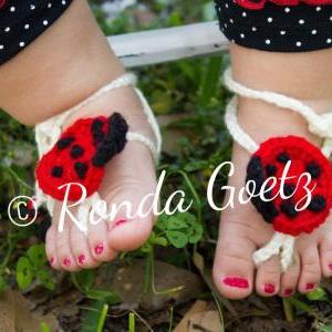 Ladybug Barefoot Sandals - Crochet Pattern For..