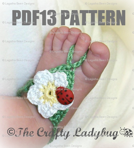 Flower Barefoot Sandals - Crochet Pattern For Babies And Toddlers - Pdf13